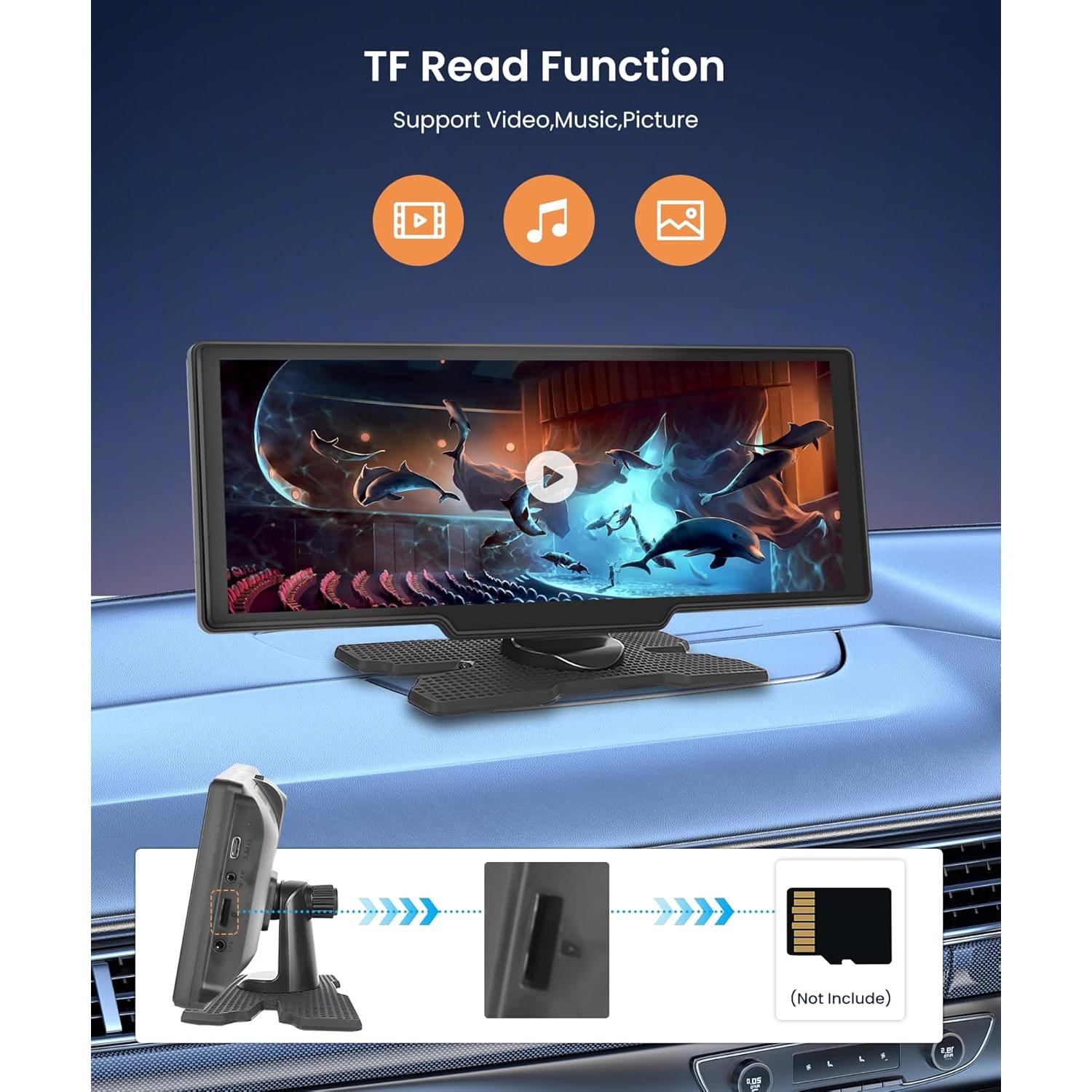 Pantalla Podofo 10.26" Táctil IPS Carplay Inalámbrico