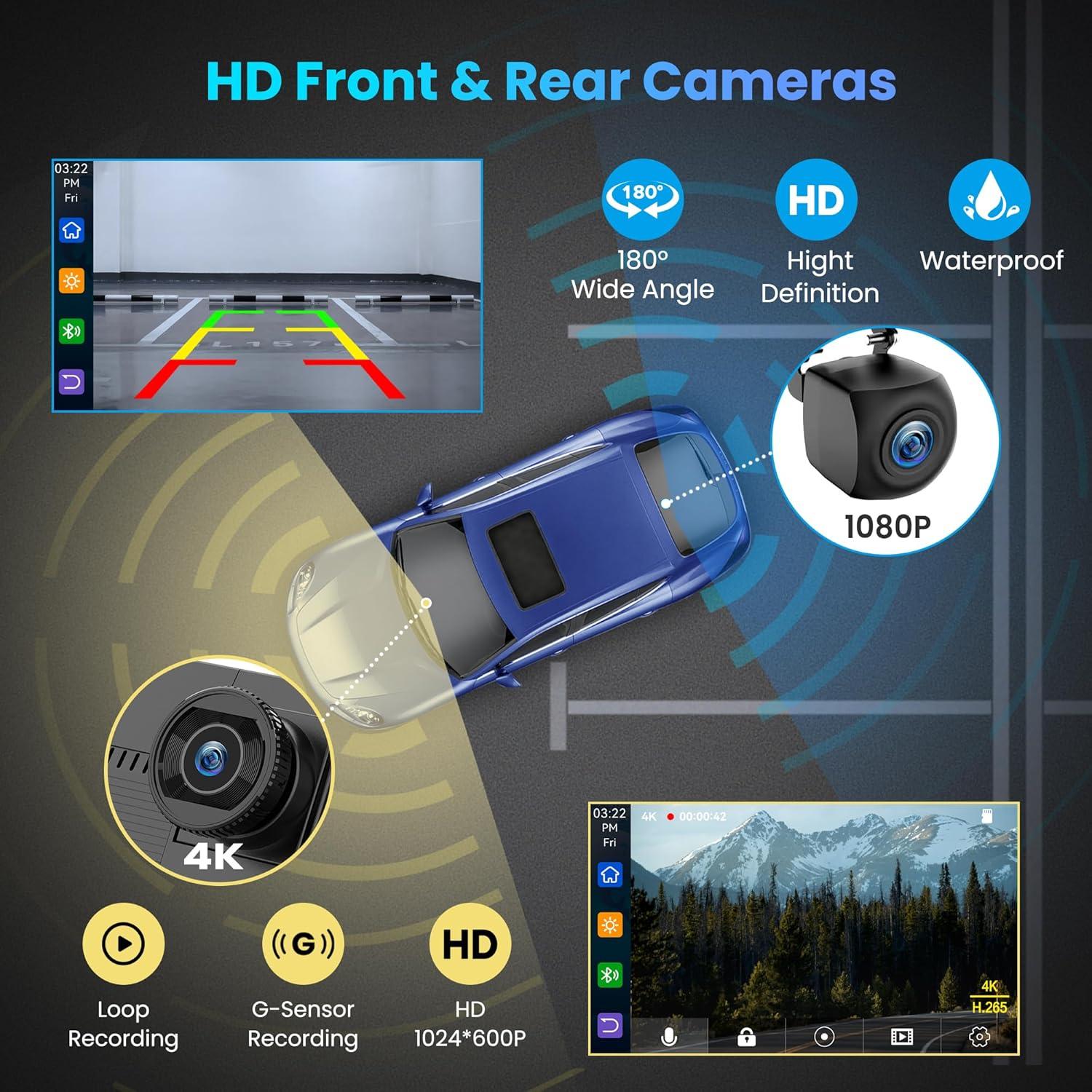 Pantalla Carplay 9" BIGASUO con Cámara 4K y GPS