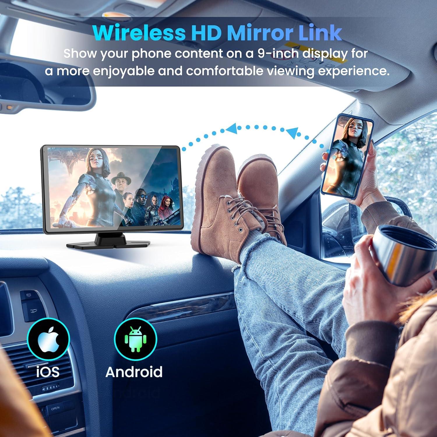 Pantalla Carplay 9" BIGASUO con Cámara 4K y GPS