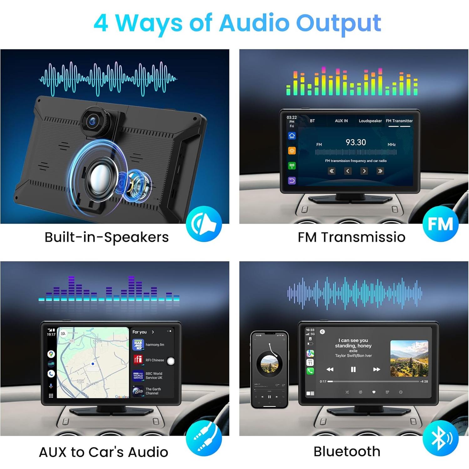 Pantalla Carplay 9" BIGASUO con Cámara 4K y GPS