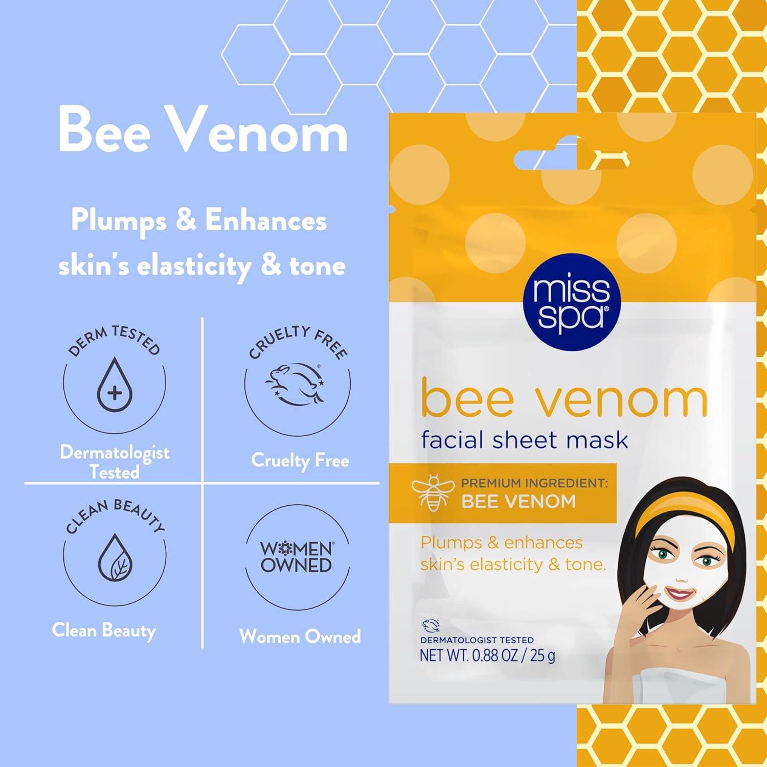 Mascarillas Faciales Miss Spa Veneno de Abeja Hidratantes 4 Unidades