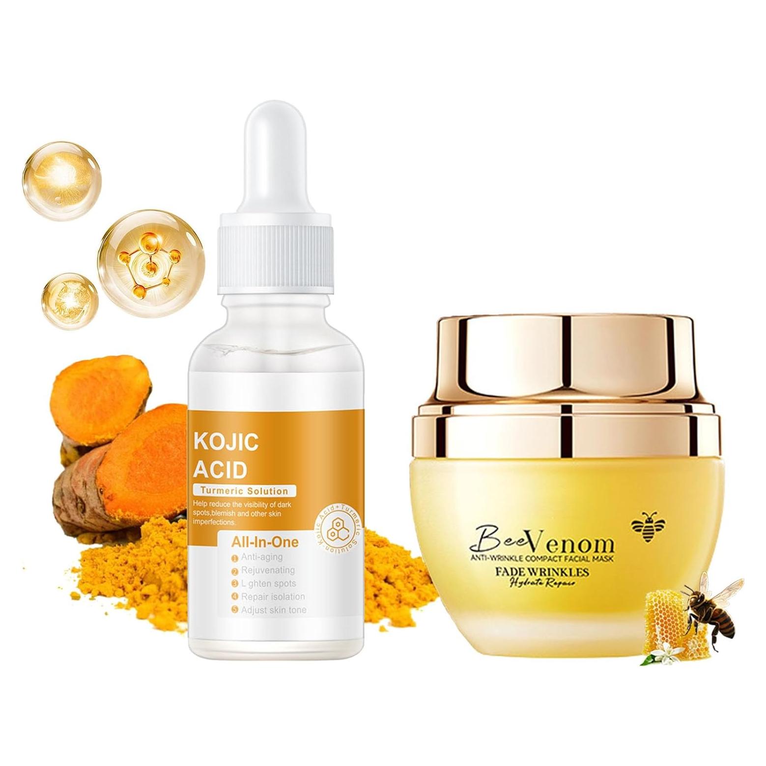 Suero Facial Ácido Kójico y Máscara Veneno de Abeja - Hidratación y Antiarrugas