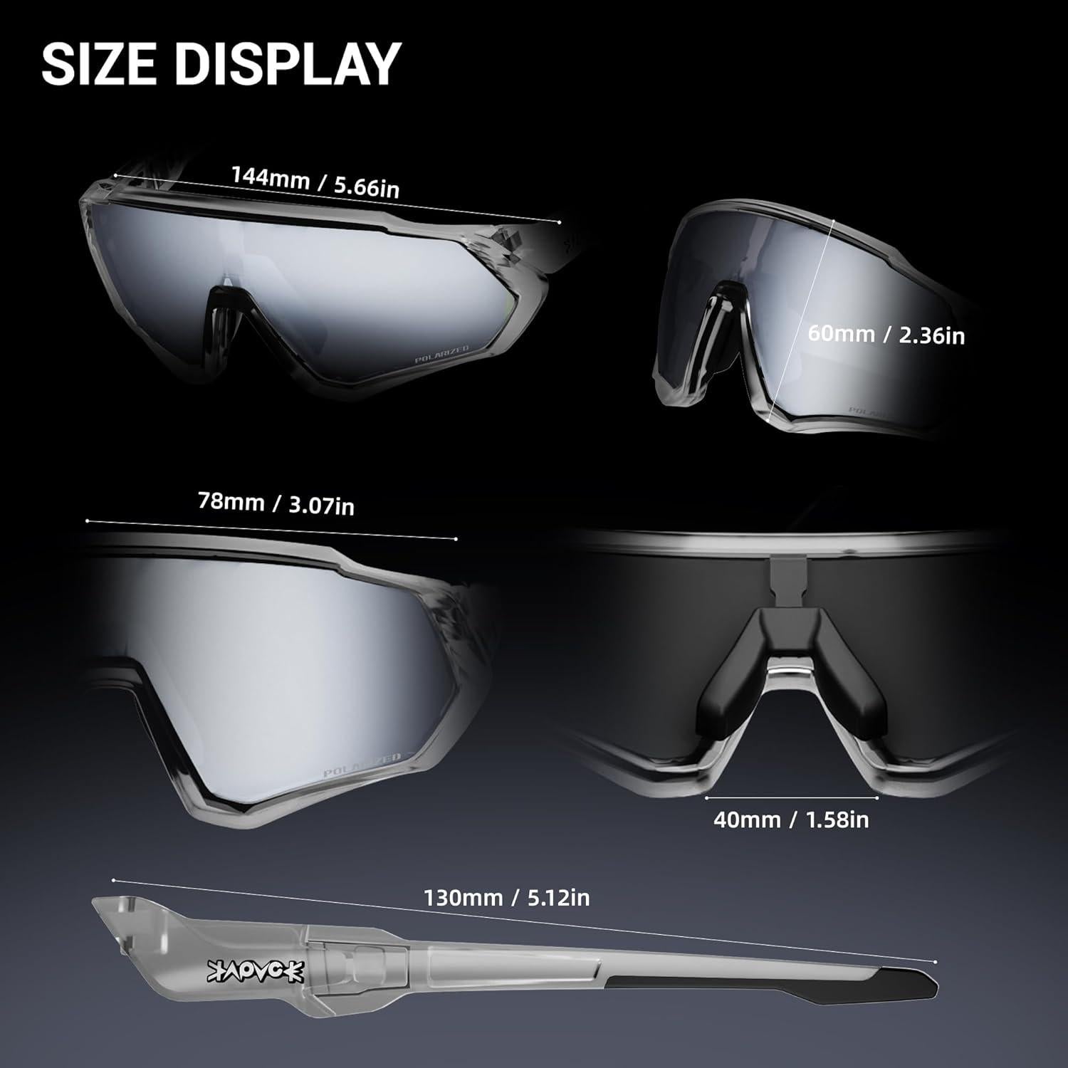 Gafas de Ciclismo KAPVOE Polarizadas UV400 para Adultos