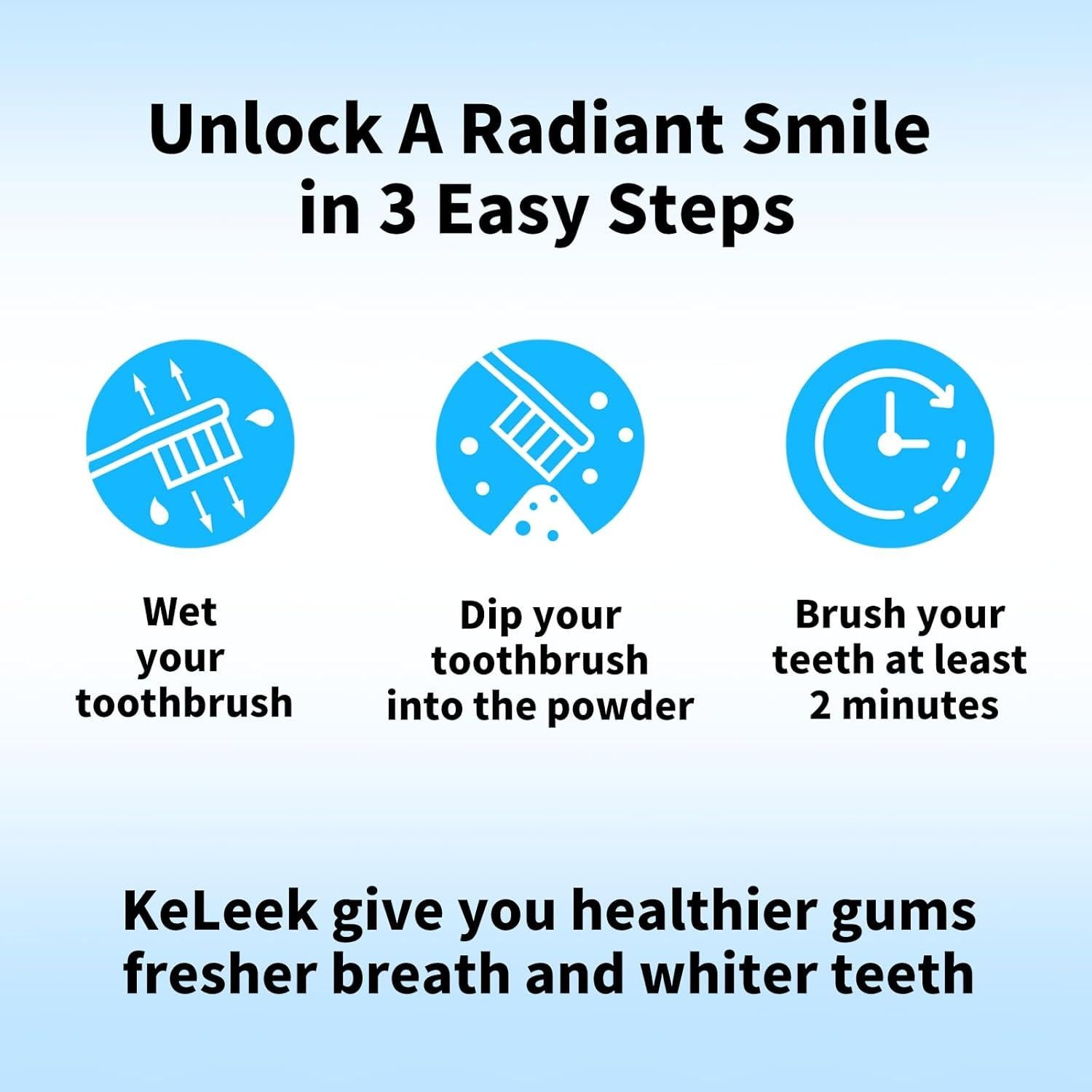 Polvo de Dientes Blanqueador KeLeek 49.6g - Hidroxiapatita Natural