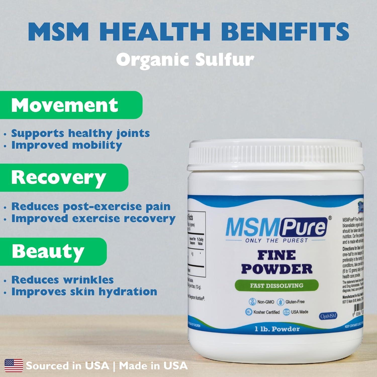 KALA HEALTH MSMPure Polvo de MSM 0.45 kg - Azufre Orgánico