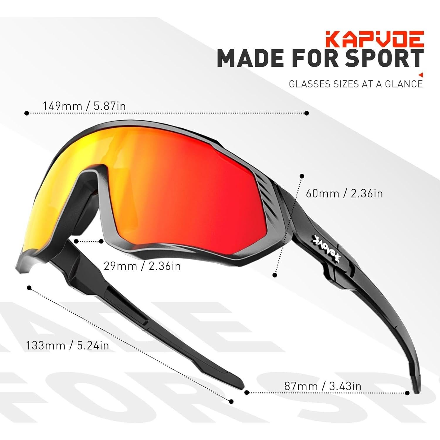 Gafas de Ciclismo KAPVOE 5 Lentes Polarizadas UV400