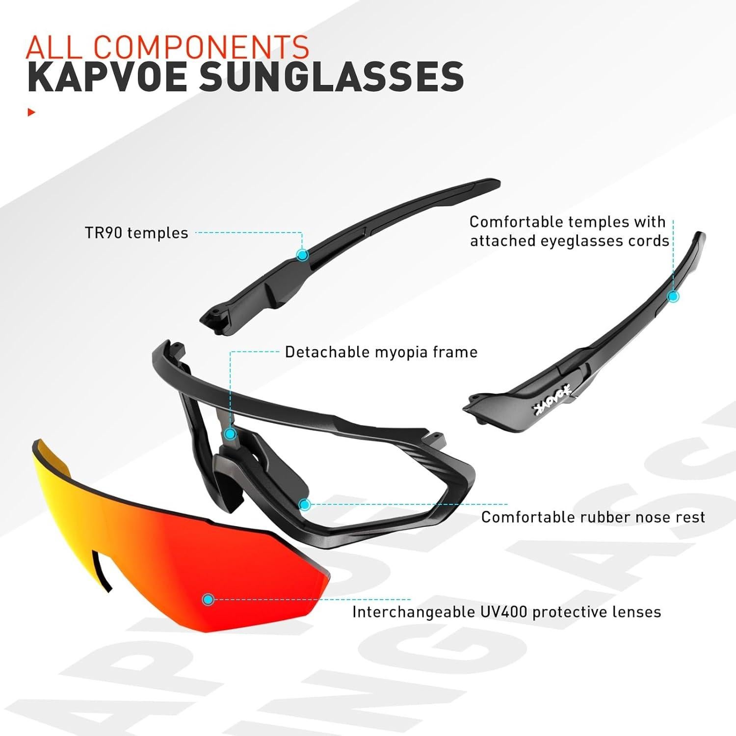 Gafas de Ciclismo KAPVOE 5 Lentes Polarizadas UV400