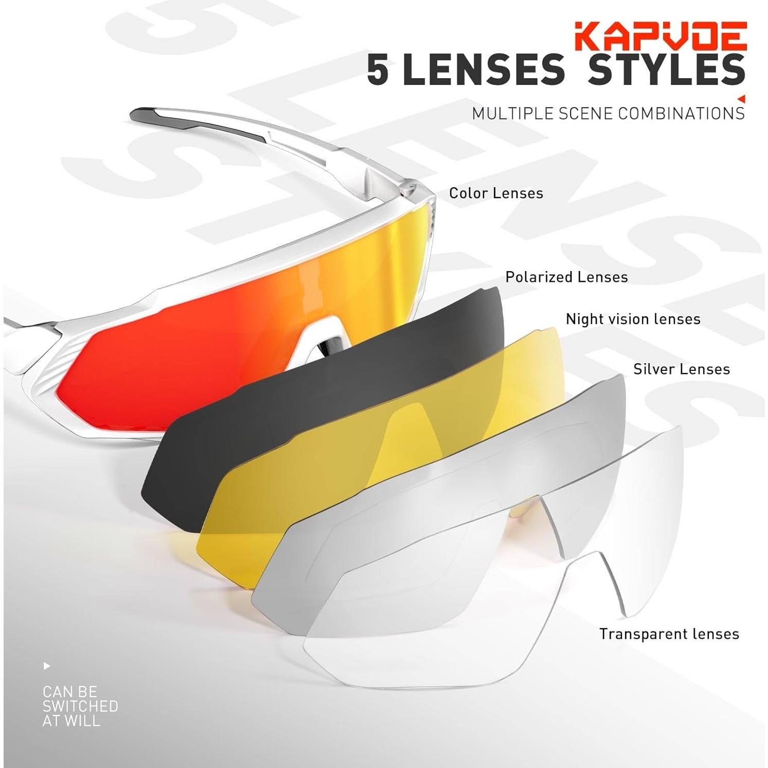 Gafas de Ciclismo KAPVOE 5 Lentes Polarizadas UV400