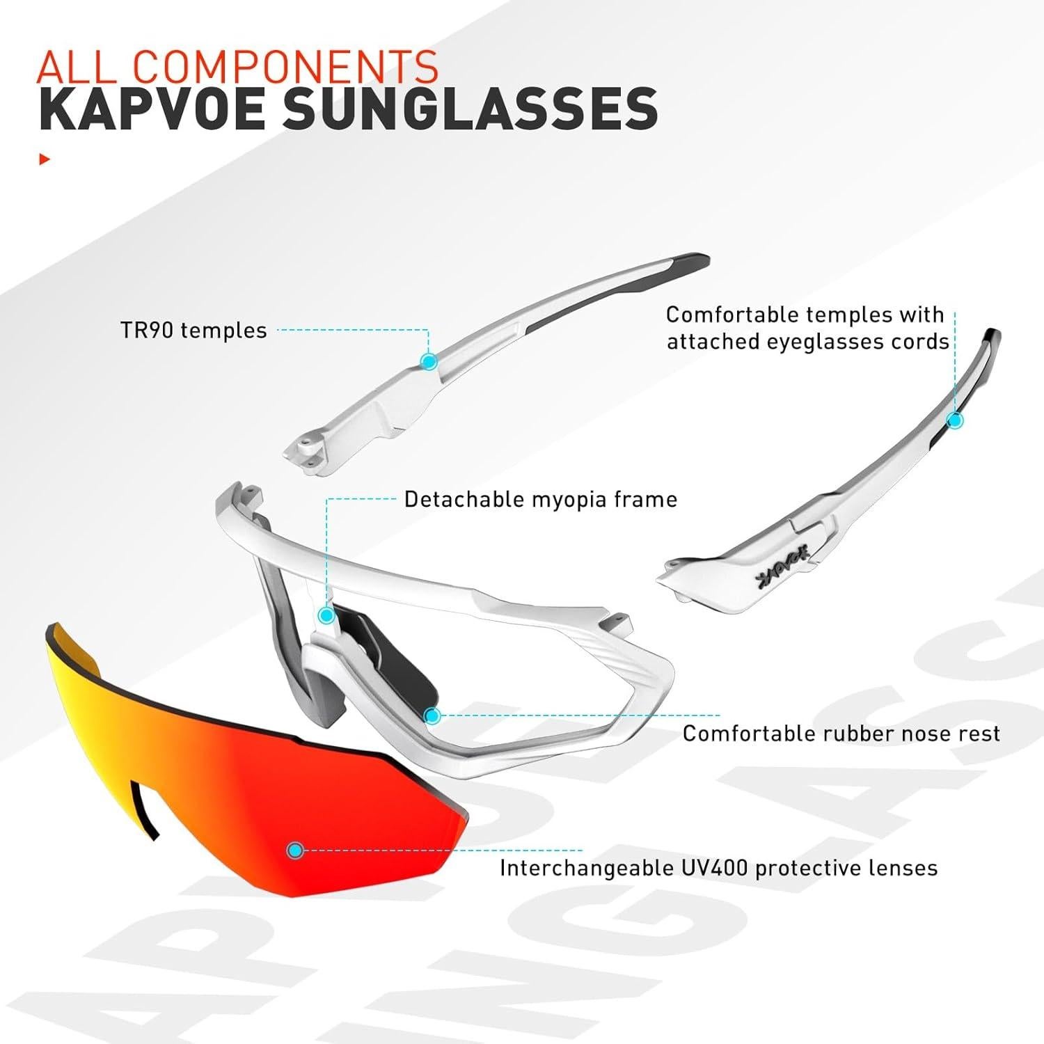 Gafas de Ciclismo KAPVOE 5 Lentes Polarizadas UV400