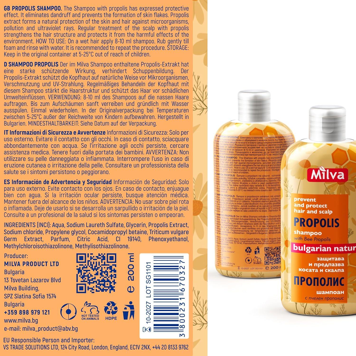 Champú Milva con Propóleos para Cuero Cabelludo Picante - 200ml