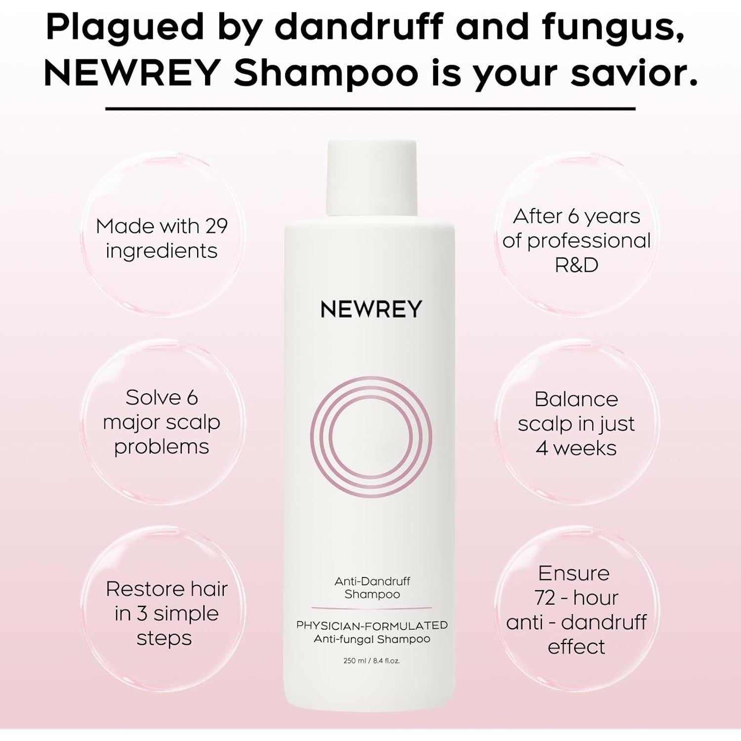 Champú Antifúngico NEWREY 248 ml - Alivio Picazón y Caspa