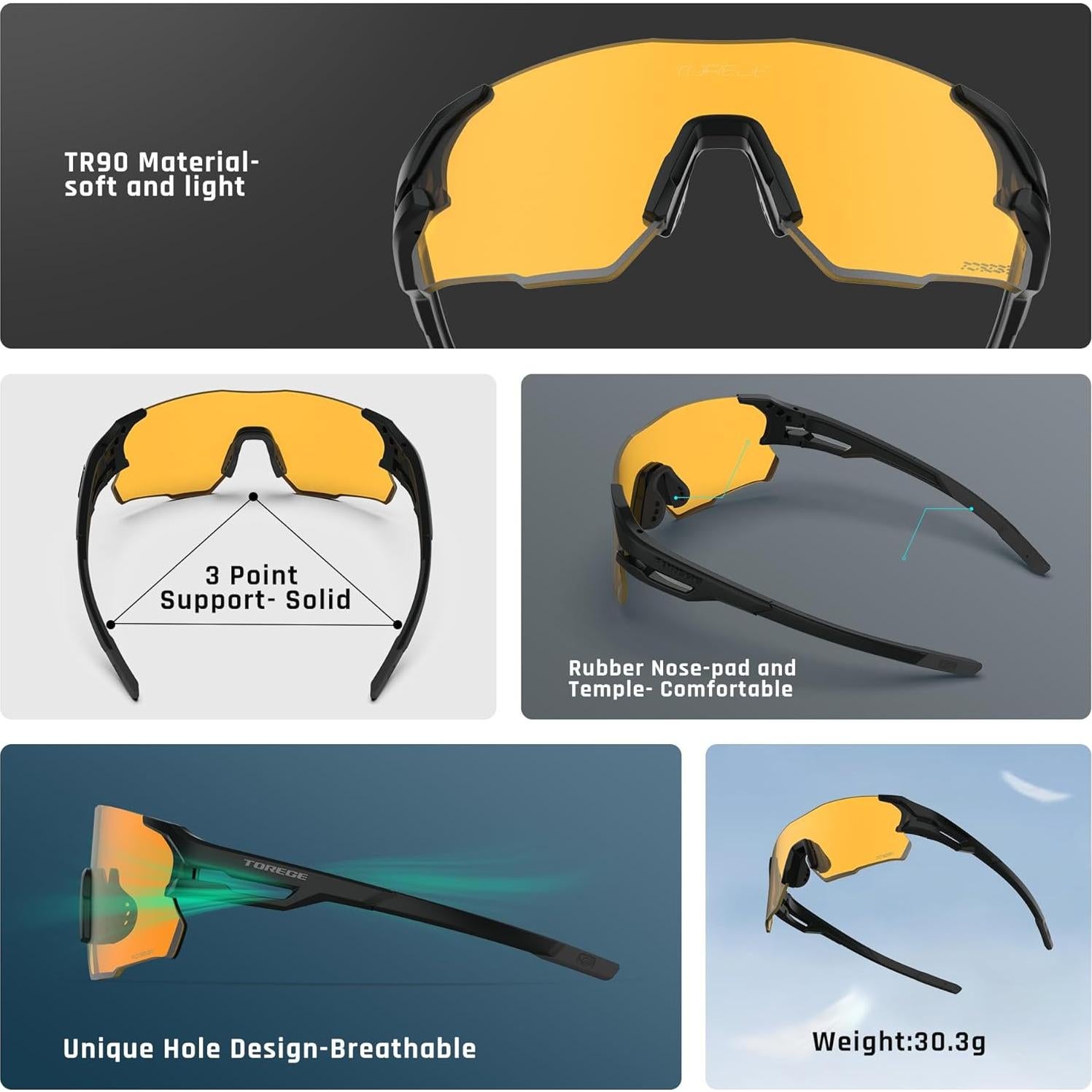 Gafas de Sol TOREGE Z87 para Hombres y Mujeres - Protección UV