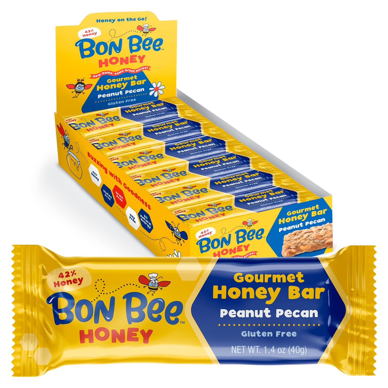 Barras de Miel 100% Naturales Bon Bee - Cacahuete y Pecán, 24 Unidades