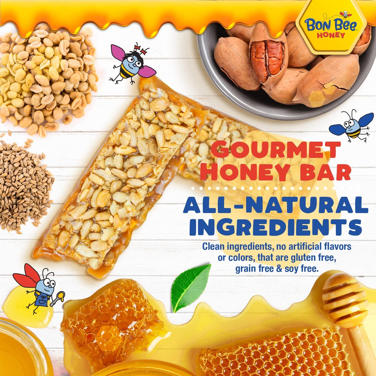 Barras de Miel 100% Naturales Bon Bee - Cacahuete y Pecán, 24 Unidades