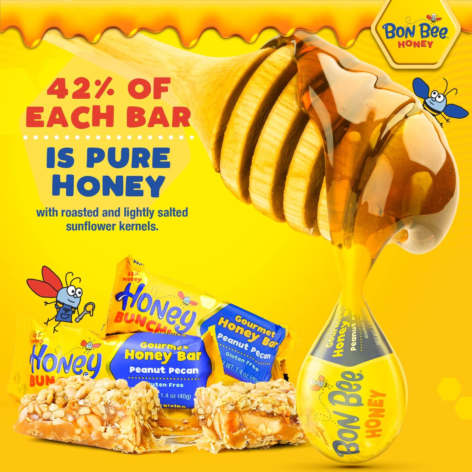 Barras de Miel 100% Naturales Bon Bee - Cacahuete y Pecán, 24 Unidades