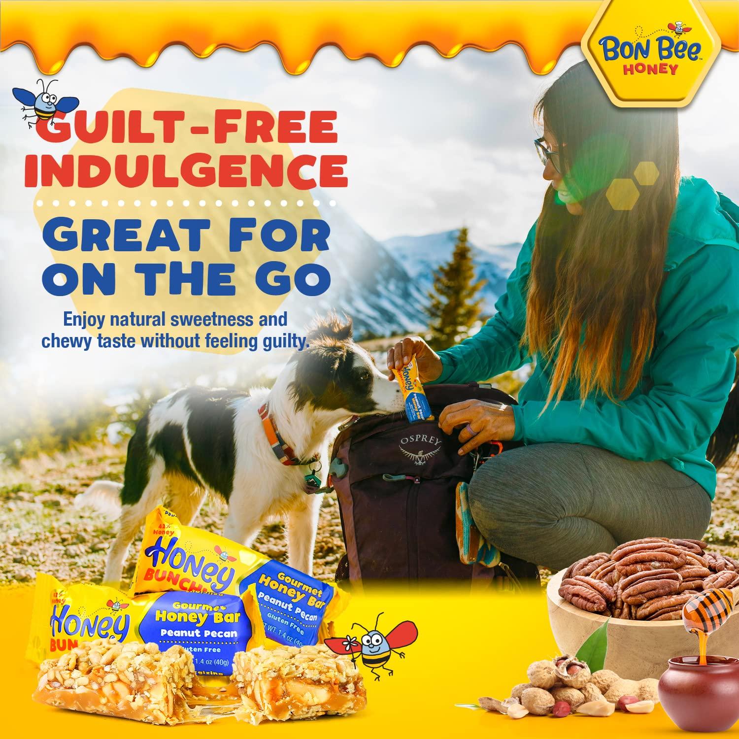 Barras de Miel 100% Naturales Bon Bee - Cacahuete y Pecán, 24 Unidades