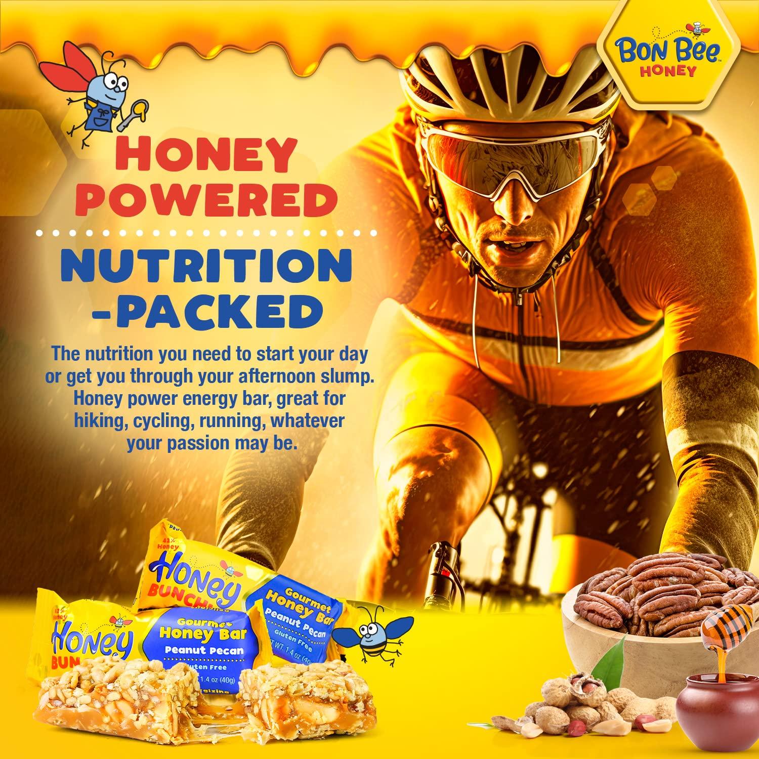 Barras de Miel 100% Naturales Bon Bee - Cacahuete y Pecán, 24 Unidades