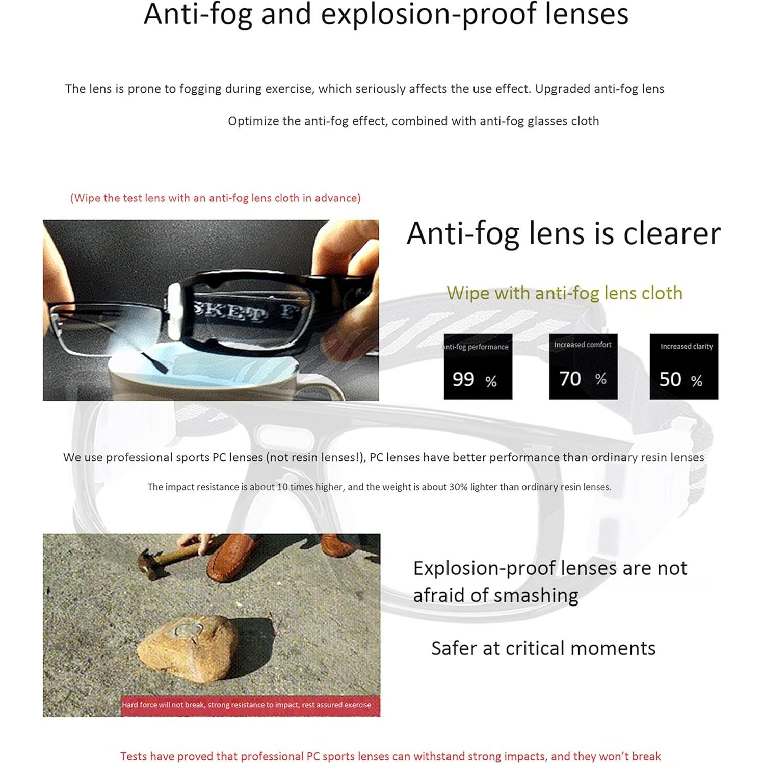 Gafas Deportivas Antivaho para Baloncesto y Fútbol - Negro