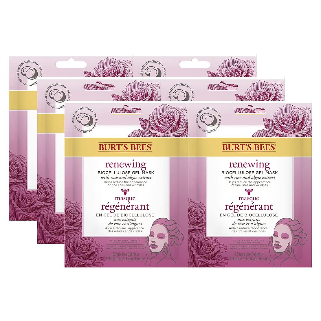 Mascarilla Facial de Gel Biocelulosa Burt's Bees - 6 Unidades Hidratantes