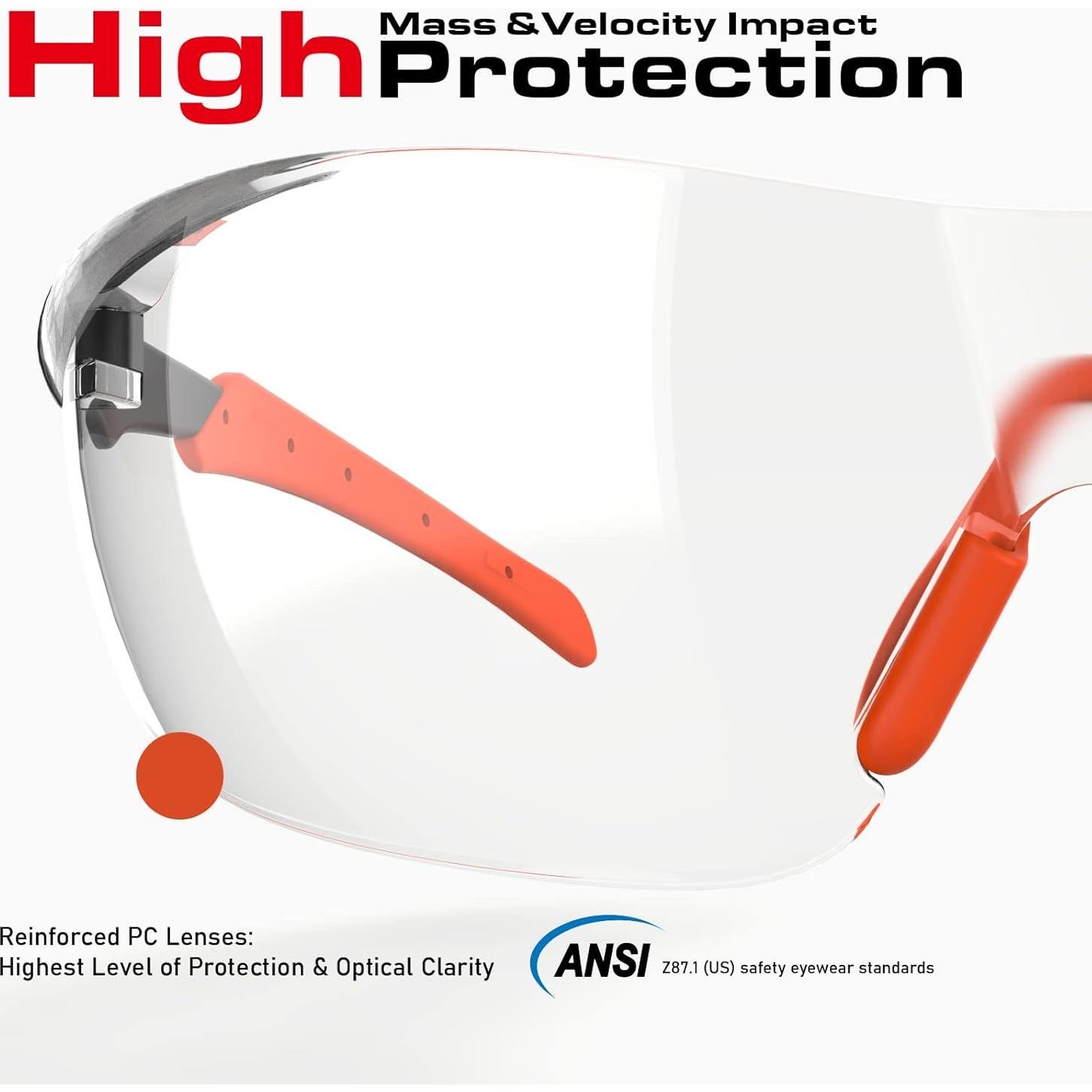 Gafas de Seguridad Impactables Antiempañante UV Negro/Naranja