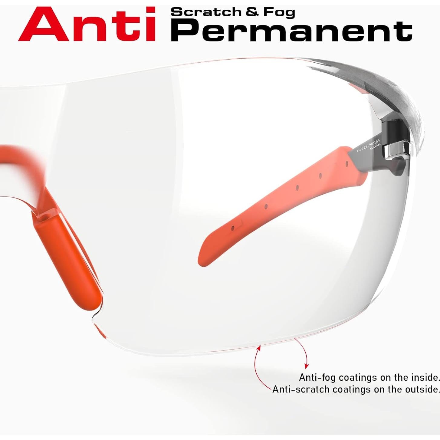 Gafas de Seguridad Impactables Antiempañante UV Negro/Naranja