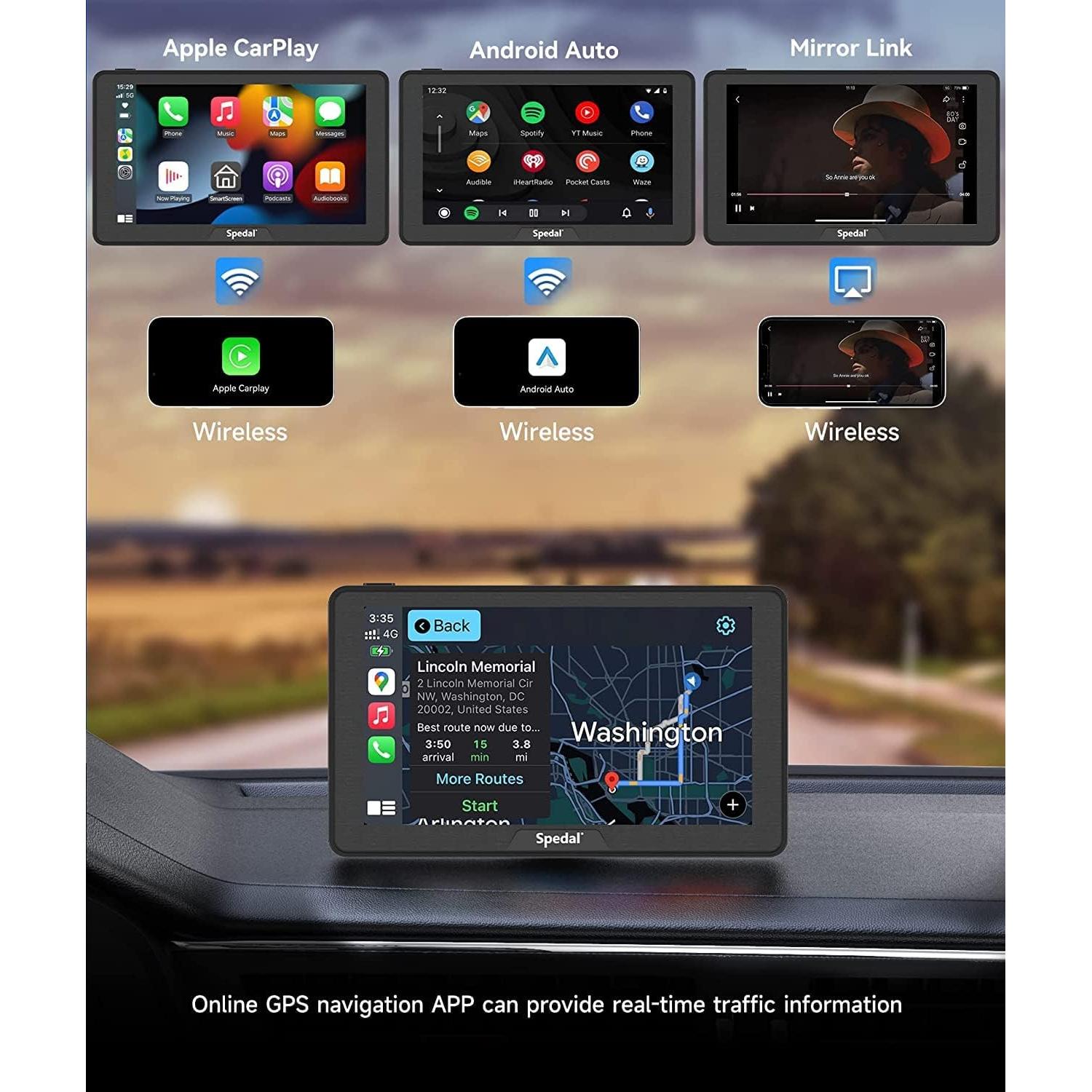 Estéreo de Coche Portátil Spedal CL786 7" CarPlay y Android Auto