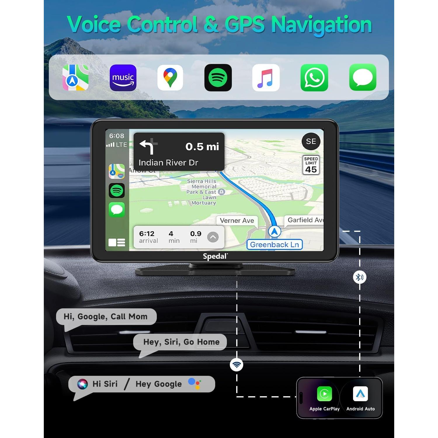 Estéreo de Coche Portátil Spedal CL786 7" CarPlay y Android Auto