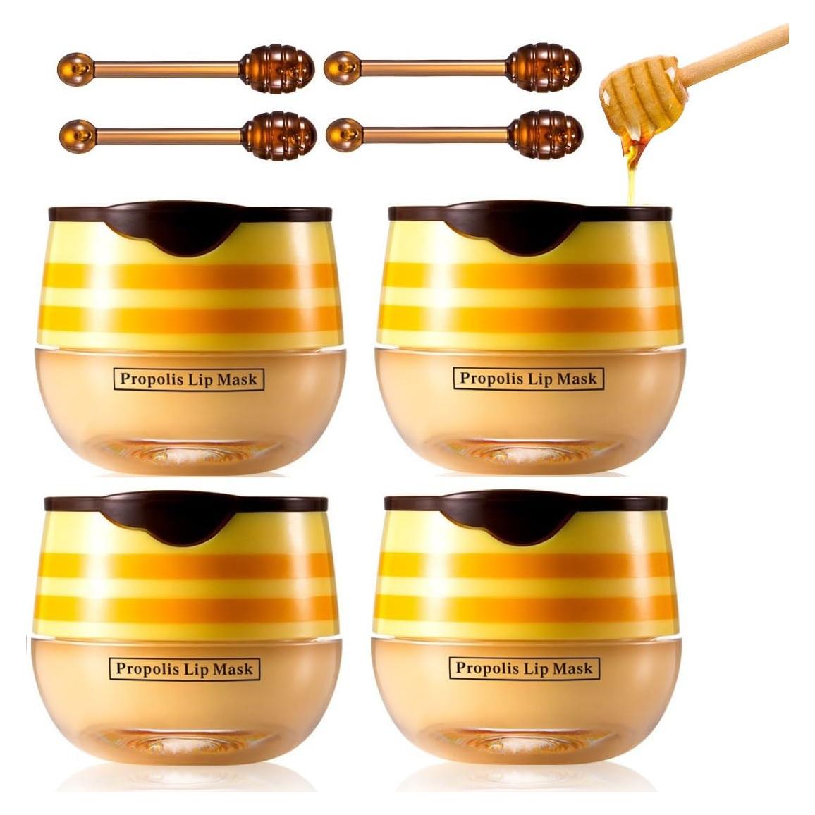 Bálsamo Labial de Miel Ginaday 4 Pcs Hidratante Exfoliante