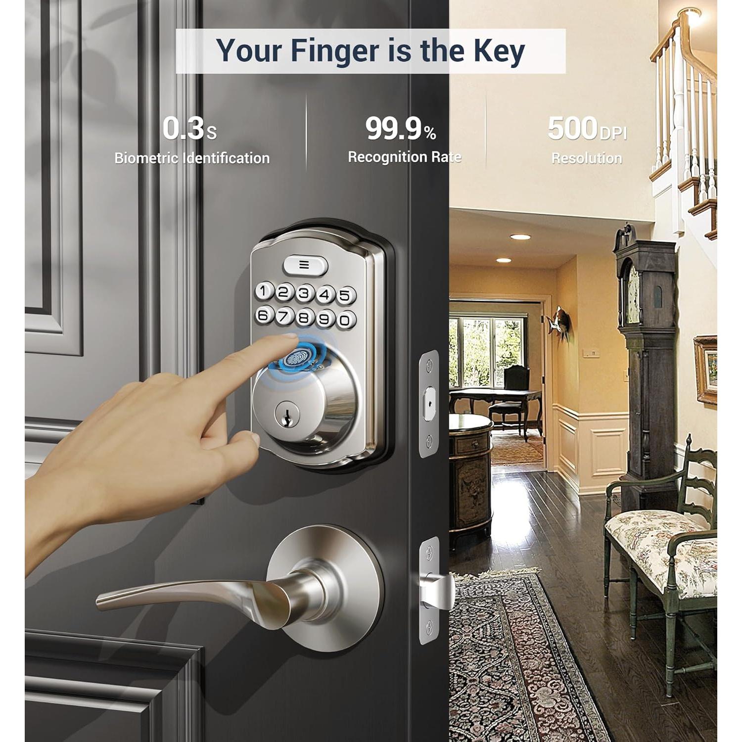 Cerradura Electrónica Veise KS02A Huella Dactilar Niquel