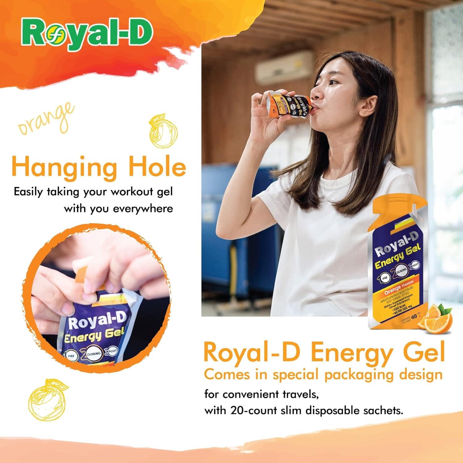 Gel Energético Royal-D Sabor Naranja - 20 Sobres de 39.9 g
