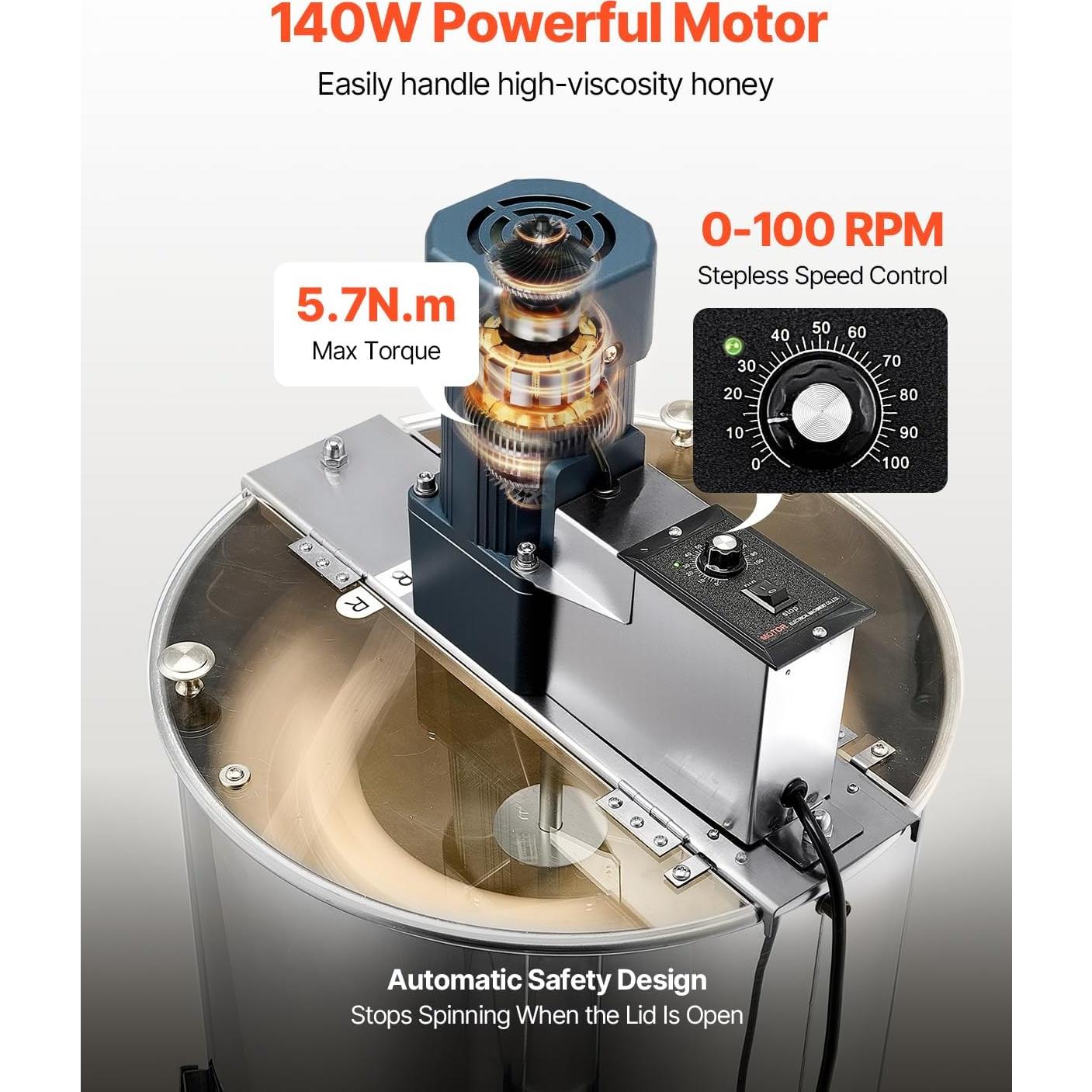 Extractor de Miel Eléctrico VEVOR 3 Marcos Acero Inoxidable