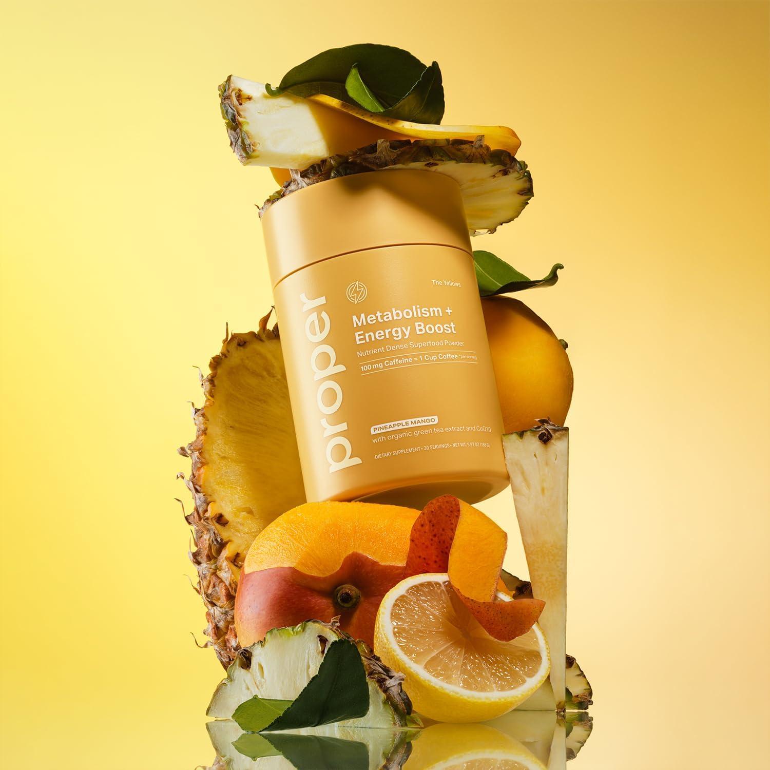 Polvo Energético Sin Azúcar Proper 30 Porciones Piña Mango 100mg Cafeína