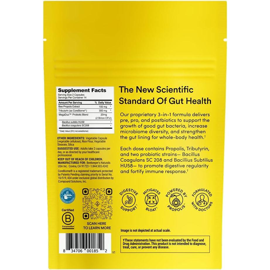 Salud Digestiva Completa Beekeeper's Naturals 28 Cápsulas