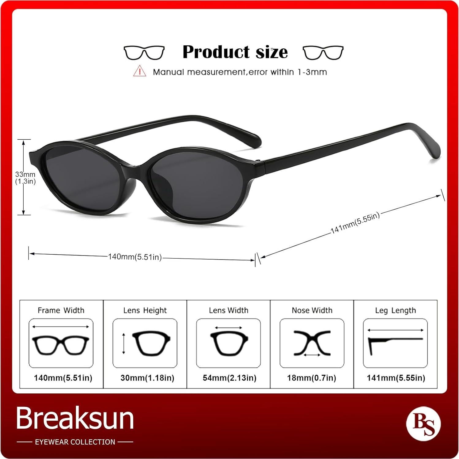 Gafas de sol ovaladas retro Breaksun B73 UV400 para mujeres