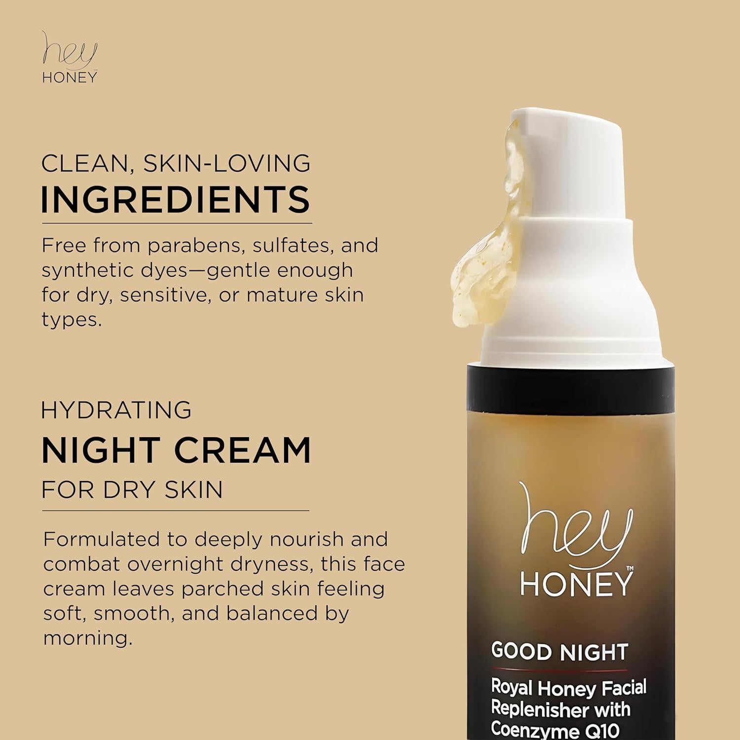 Hidratante Nocturno Facial Hey Honey con Miel y CoQ10 28g