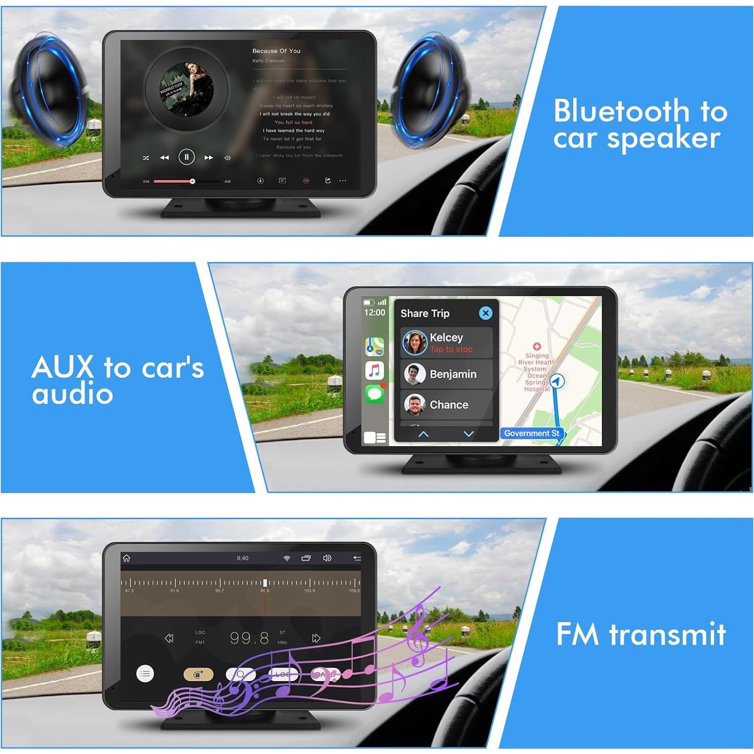 Estéreo Doble Din Capapro 7" HD Carplay Inalámbrico GPS