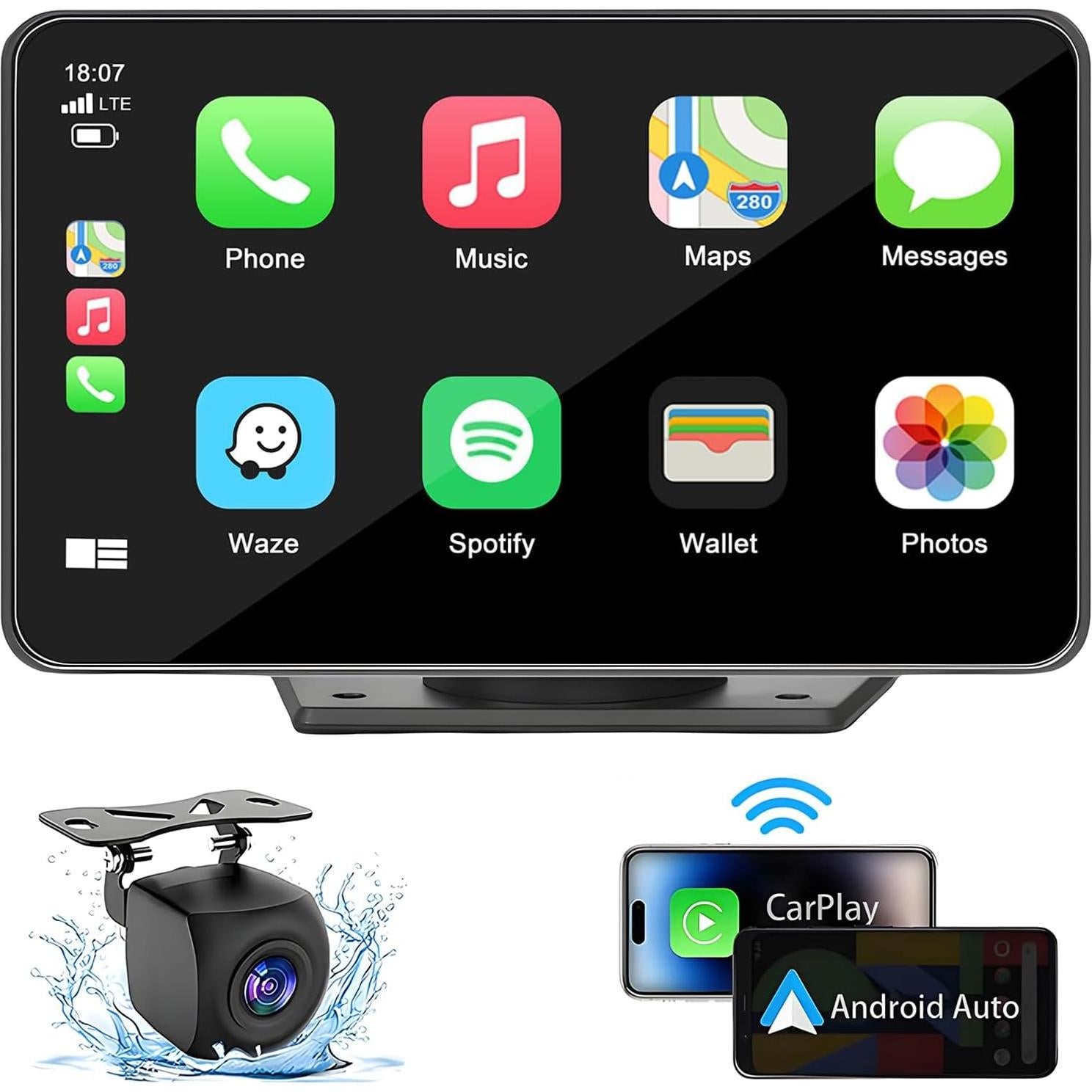 Estéreo Doble Din Capapro 7" HD Carplay Inalámbrico GPS