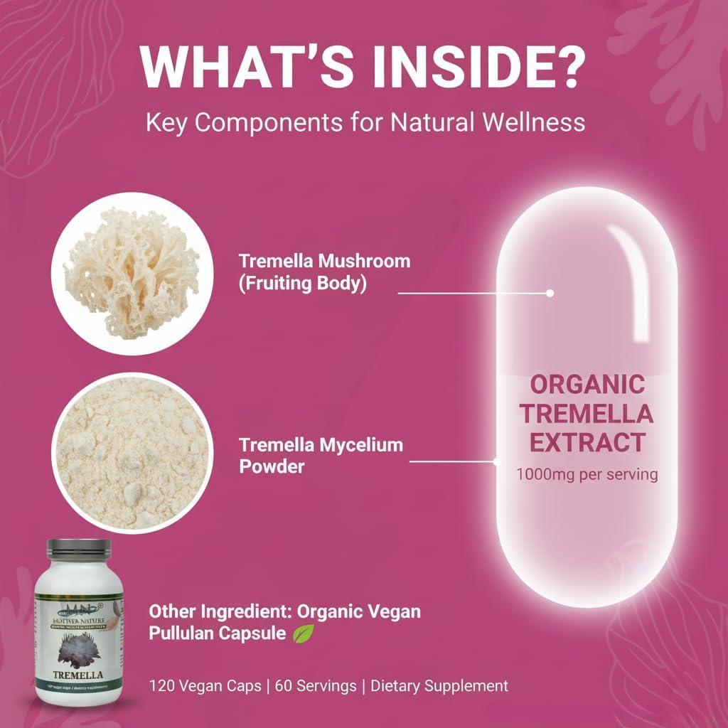 Cápsulas Veganas de Hongo Tremella Madre Naturaleza 120u 1000mg