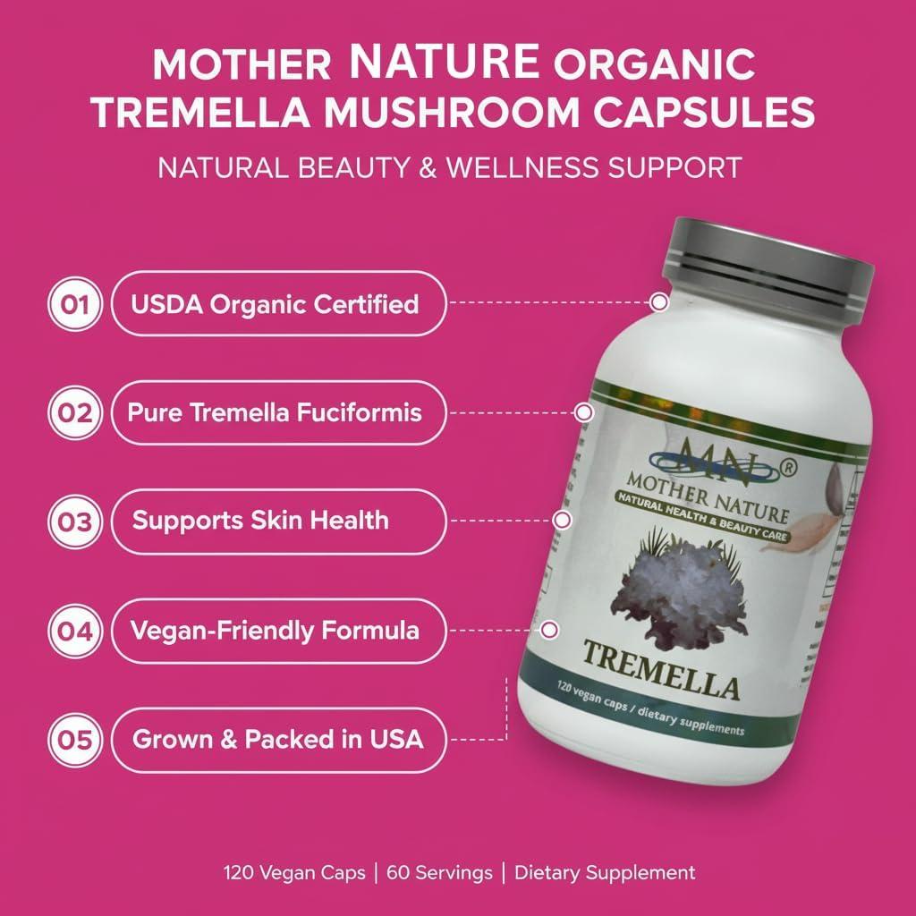 Cápsulas Veganas de Hongo Tremella Madre Naturaleza 120u 1000mg