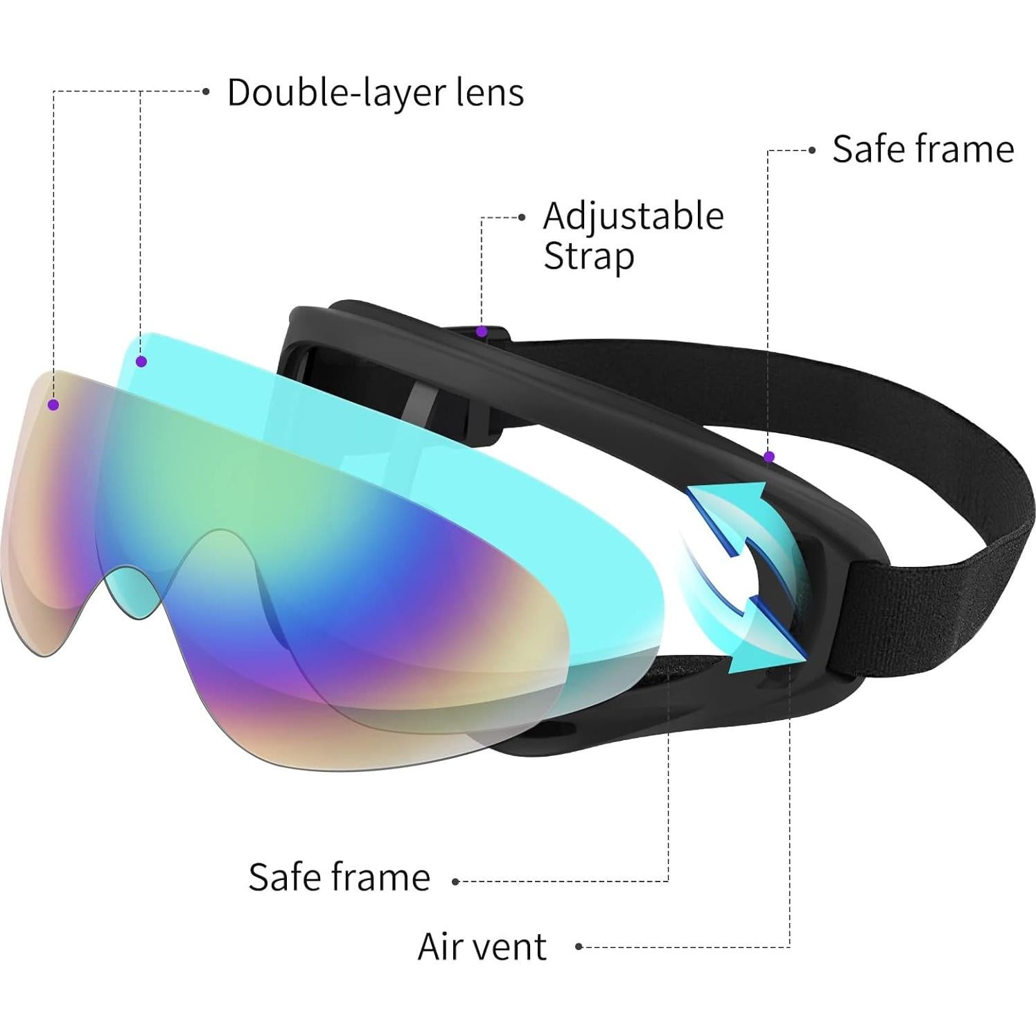 Gafas de motociclismo Vatefery 4-Pack UV Antivaho