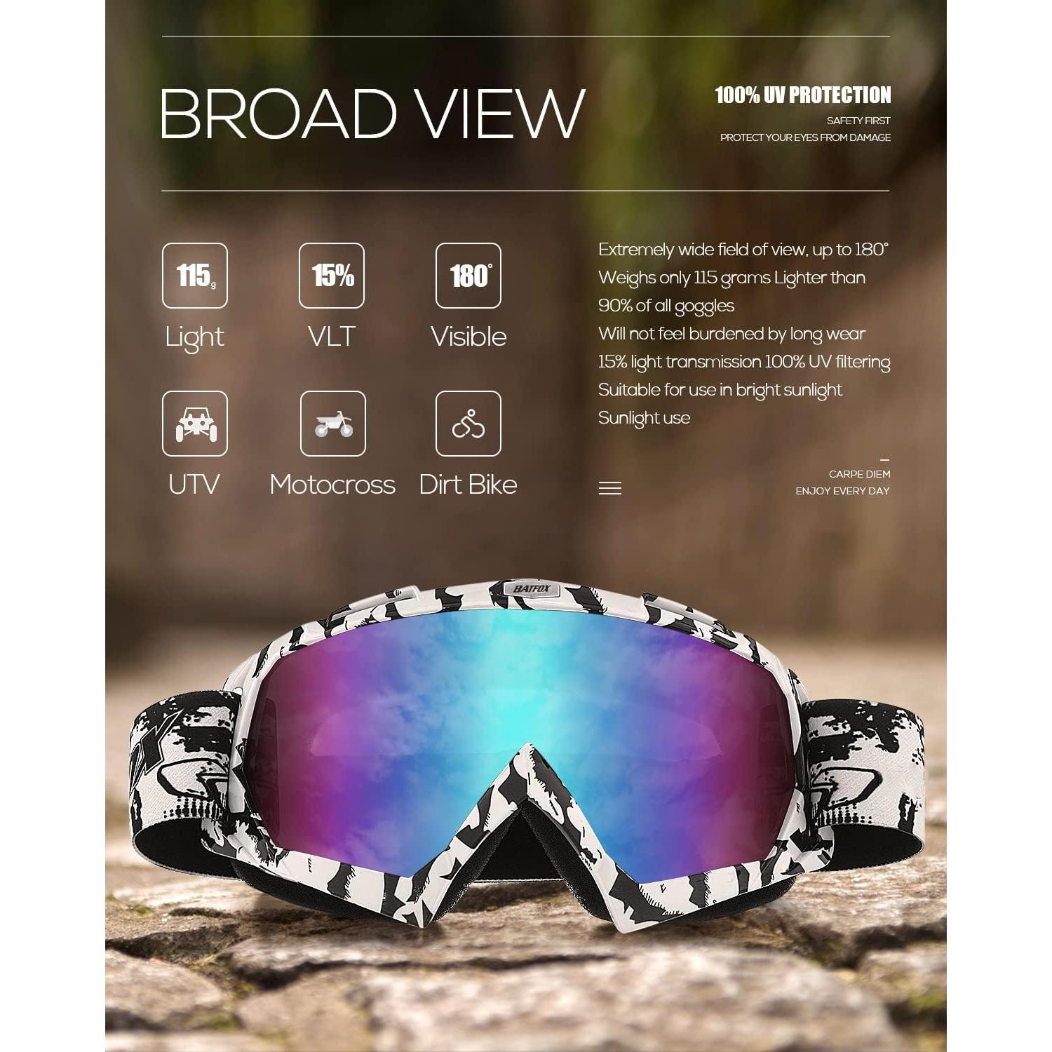 Gafas de Motocross BATFOX F816 UV400 para Adultos