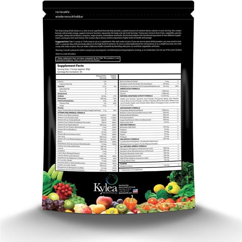 Total Living Drink Greens Polvo Superalimento 1.2 kg - 30 Porciones