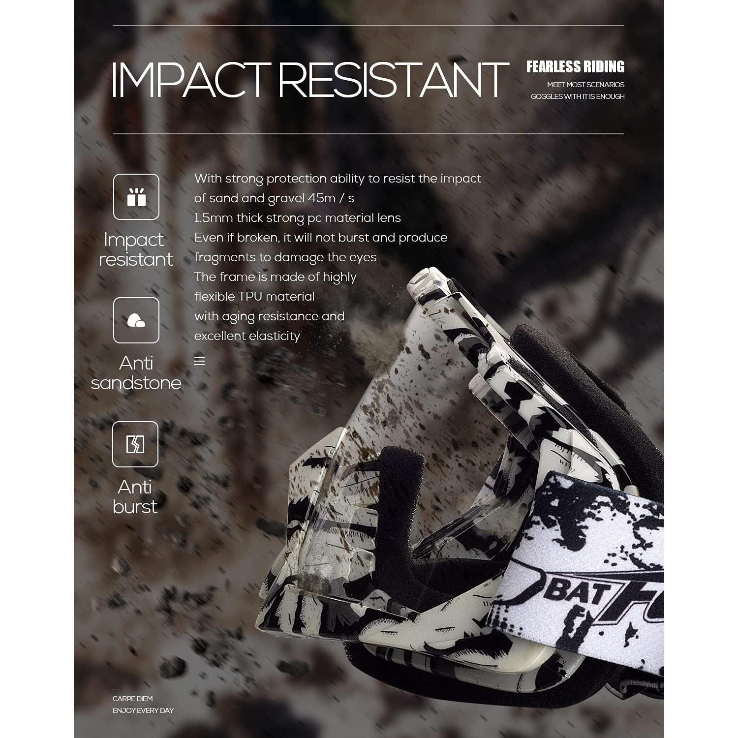 Gafas de Motocross BATFOX F816 UV A prueba de Polvo