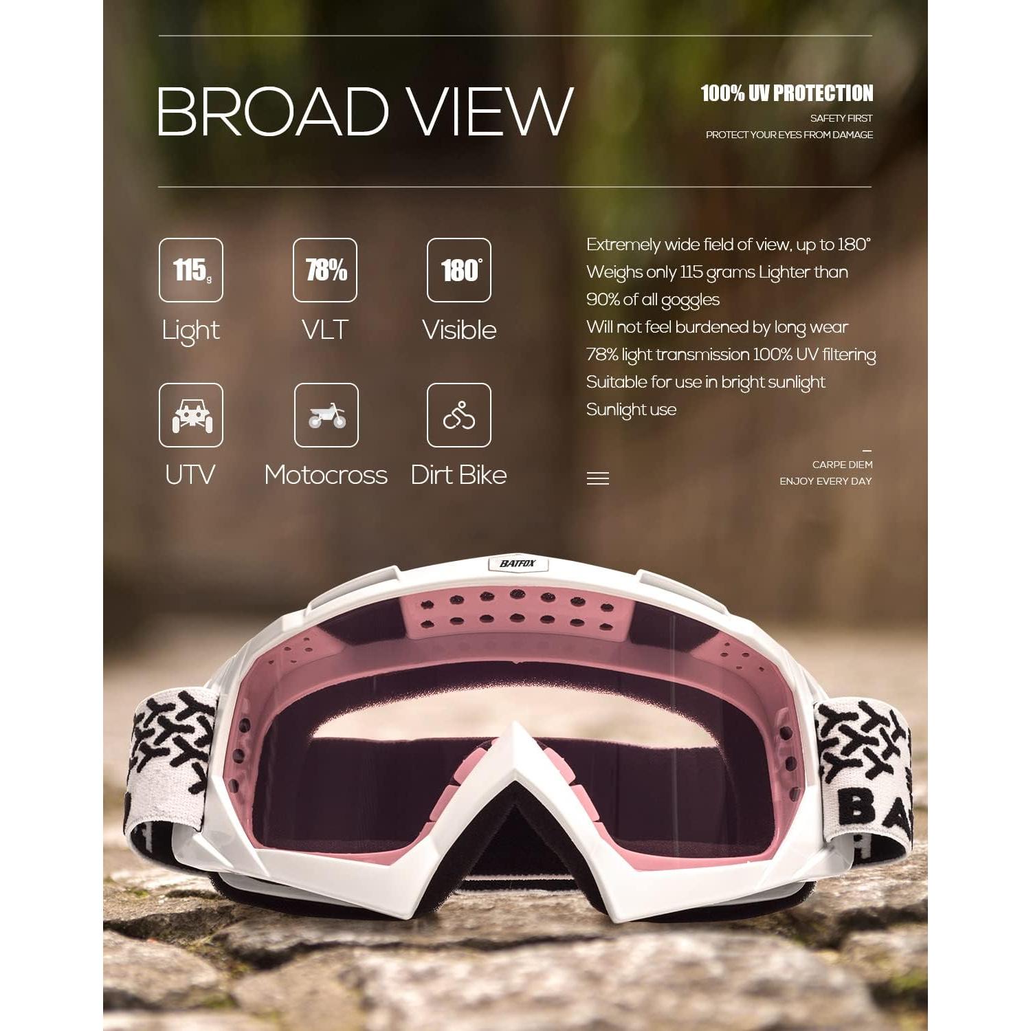 Gafas de Motocross BATFOX F816 UV400 Antideslizantes