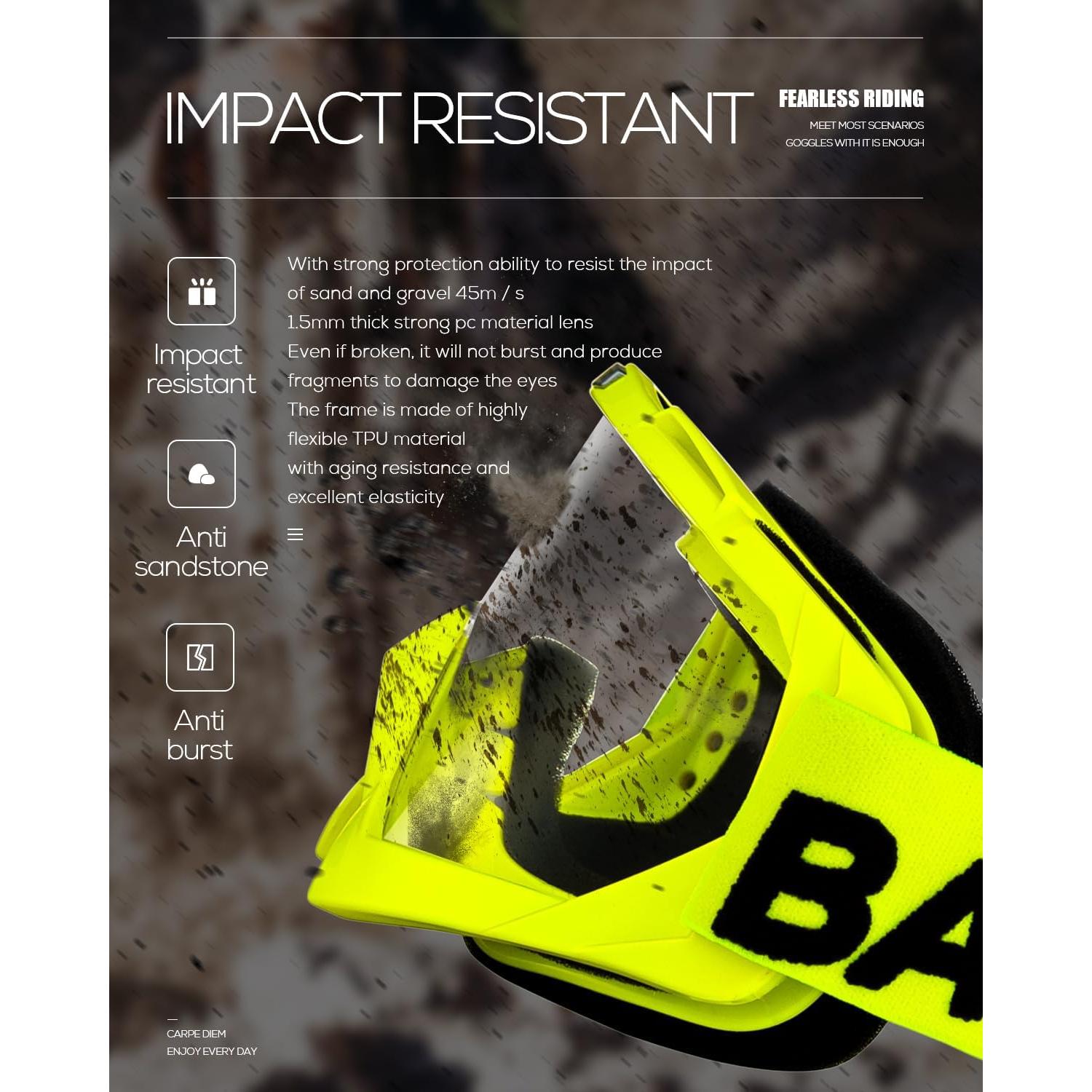 Gafas de Motocross BATFOX F816 UV Protección Antideslizante