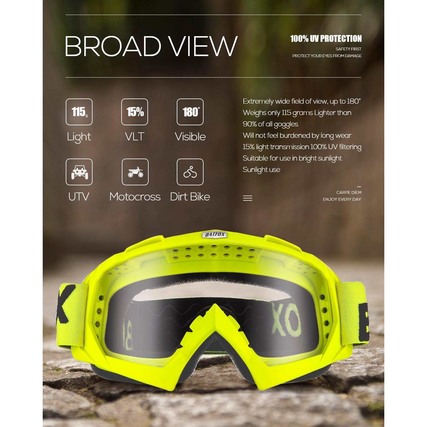 Gafas de Motocross BATFOX F816 UV Protección Antideslizante