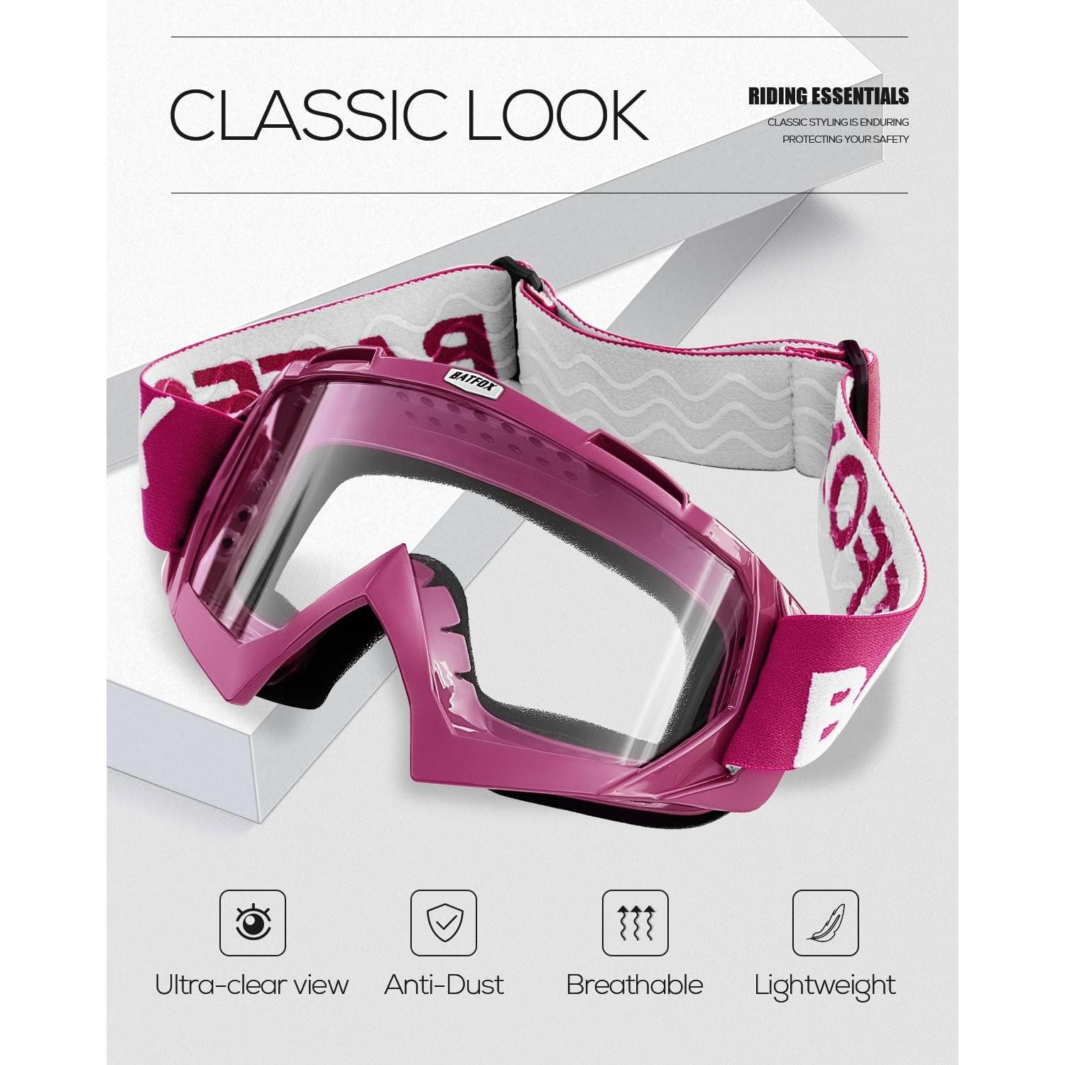 Gafas de Motocross BATFOX F816 Transparentes-Rojas