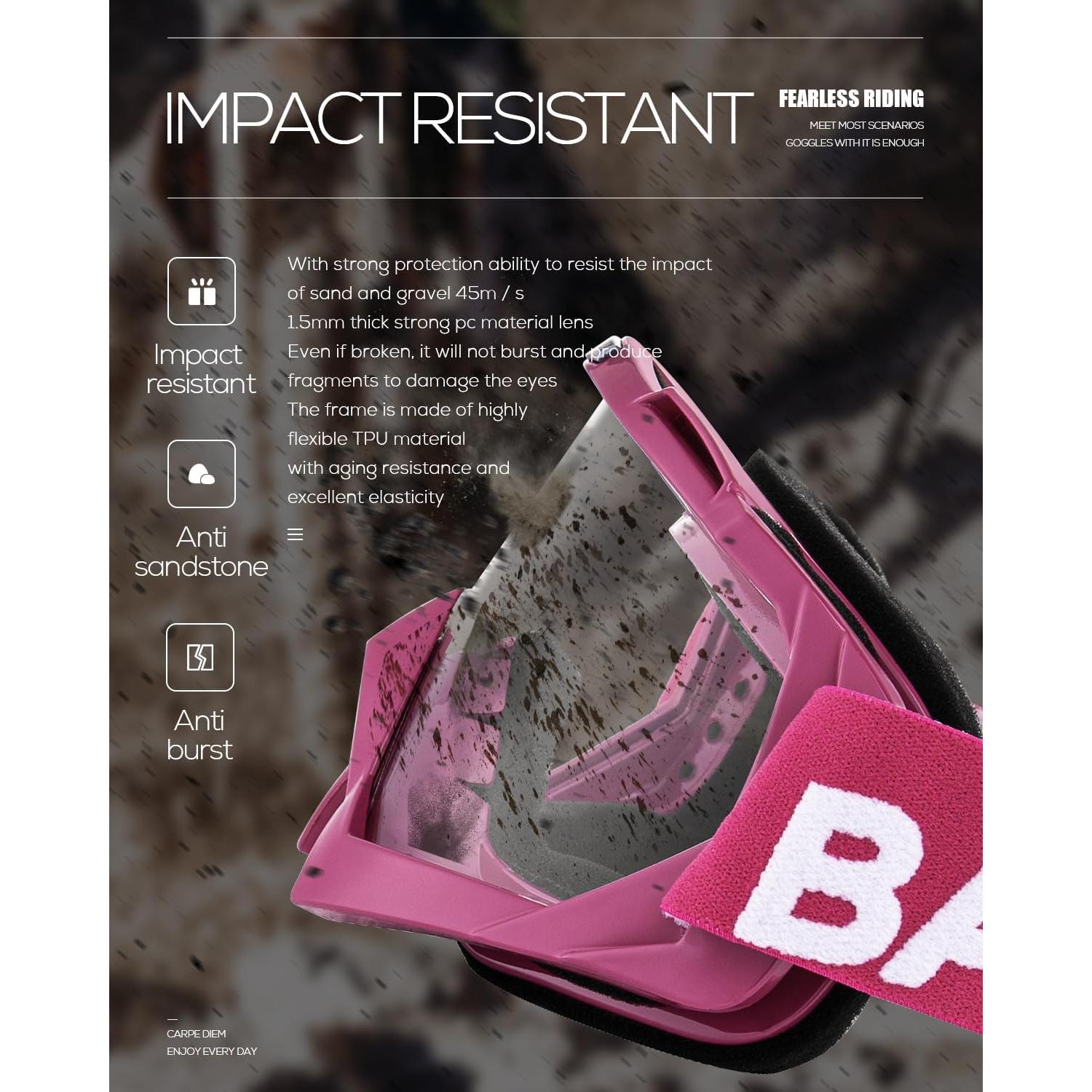 Gafas de Motocross BATFOX F816 Transparentes-Rojas