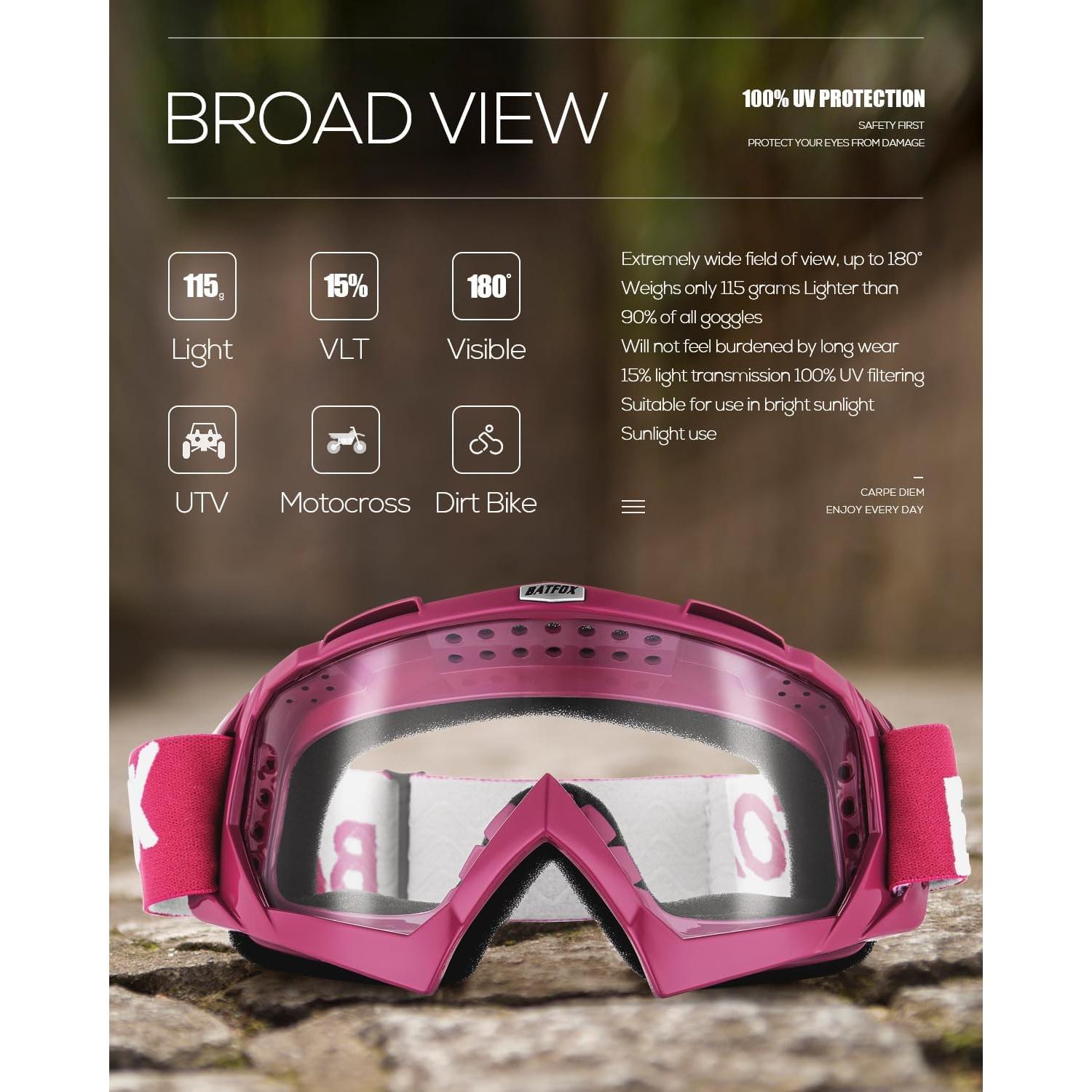 Gafas de Motocross BATFOX F816 Transparentes-Rojas