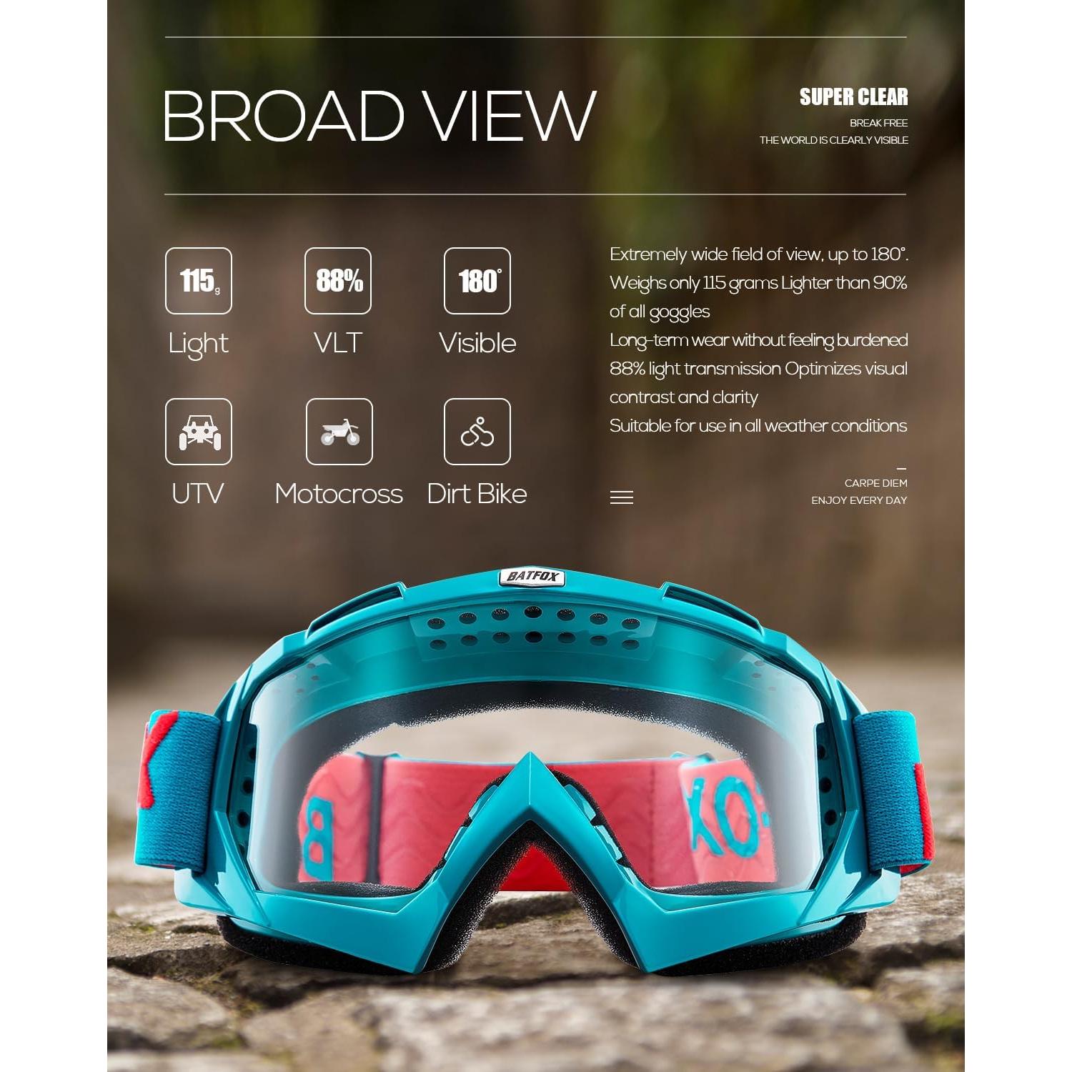 Gafas de Moto BATFOX F816 Protección UV Antideslizante